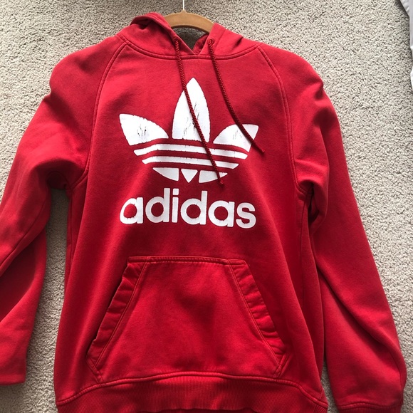 bright red adidas hoodie